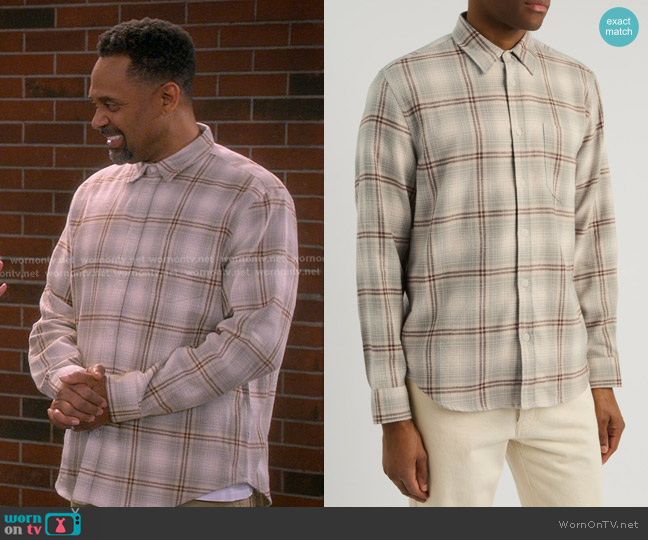 Wax London Shelly Checked Flannel Shirt in Green worn by Bernard Upshaw (Mike Epps) on The Upshaws
