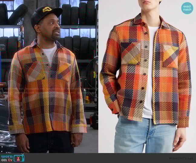 Wax London Whiting Plaid Cotton Blend Overshirt worn by Bernard Upshaw (Mike Epps) on The Upshaws