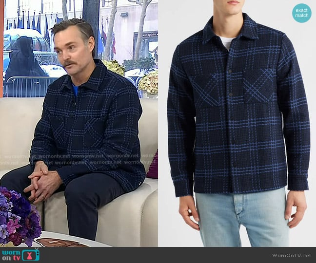 Wax London Whiting Windowpane Check Button-Up Shirt Jacket worn by Will Forte on Today