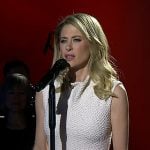 Caissie Levy’s white textured sleeveless dress on Today