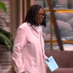 Whoopi's pink button down overshirt on The View