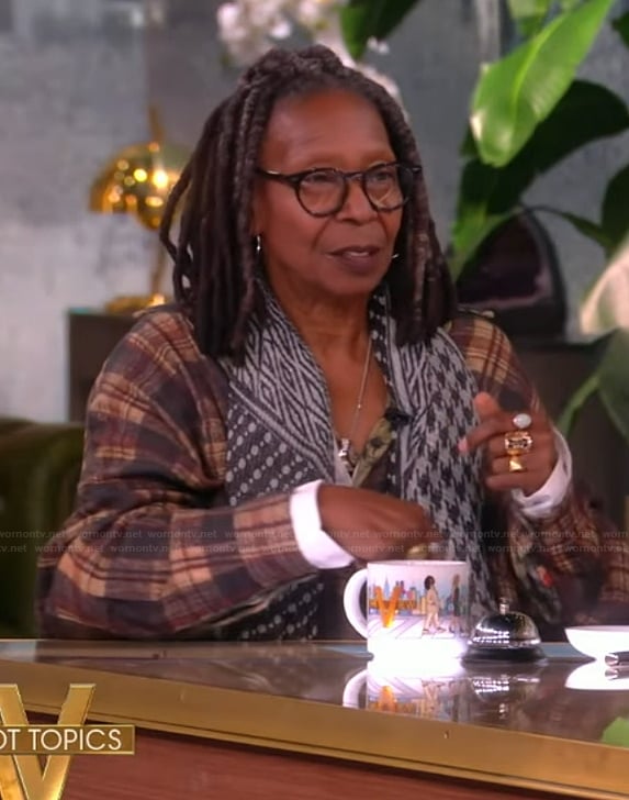 Whoopi’s brown plaid dress on The View