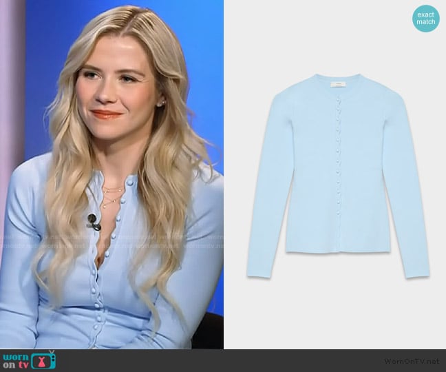Wilfred Shelly Cardigan worn by Elizabeth Smart on Access Hollywood