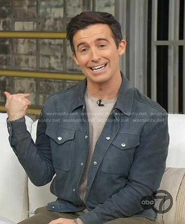 Will Ganss’ blue suede trucker jacket on Good Morning America