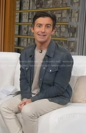 Will Ganss' blue suede trucker jacket on Good Morning America
