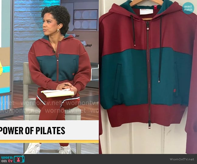 Wilson Teal and Maroon Hoodie worn by Adriana Diaz on CBS Mornings