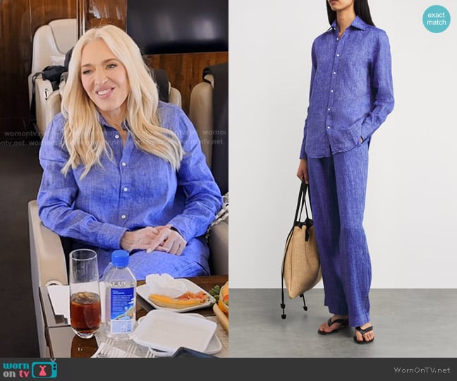 With Nothing Underneath Linen The Boyfriend Shirt worn by Erika Jayne on The Real Housewives of Beverly Hills