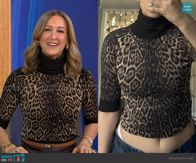 Worth Animal Print Wool Sweater worn by Lara Spencer on Good Morning America