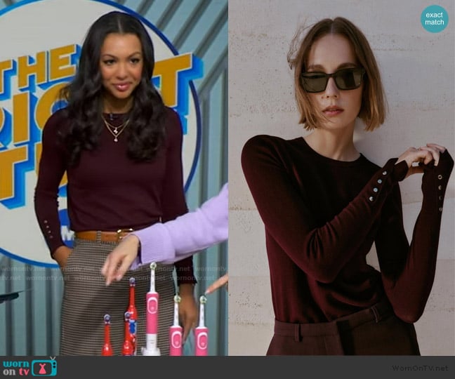 Zara Basic Plain Knit Jumper worn by Malika Andrews on Good Morning America