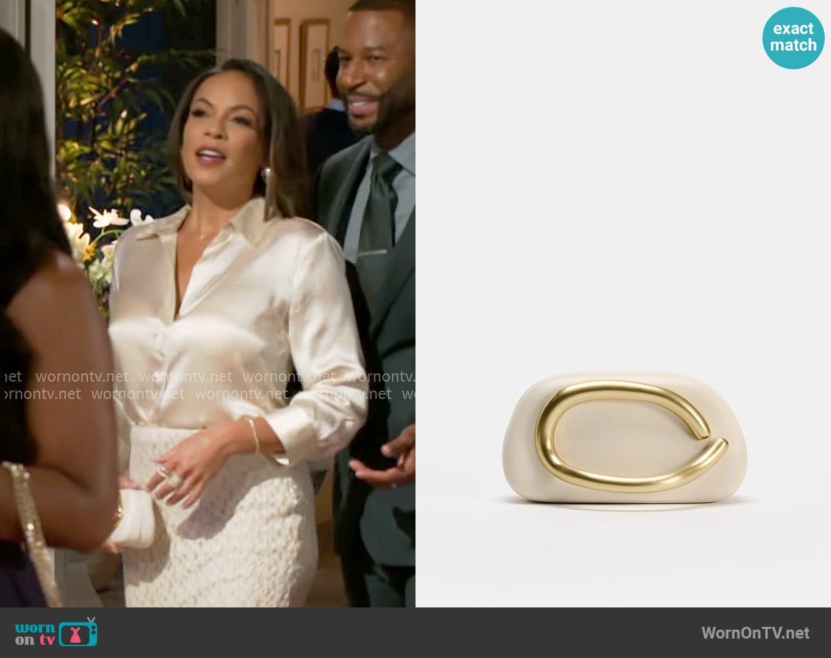 Zara Gold Clasp Box Bag worn by Nicole Dupree Richardson (Daphnee Duplaix) on Beyond the Gates