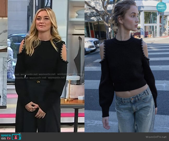 Zara Knit Cut Out Balls Sweater worn by Jasmine Snow on Today