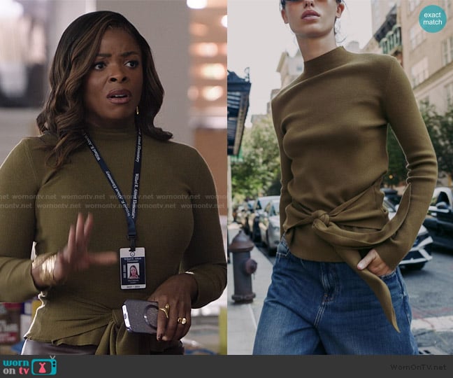 Zara Knot Knit Sweater worn by Ava Coleman (Janelle James) on Abbott Elementary