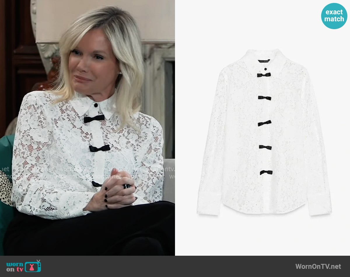 Zara Lace Tie Shirt worn by Ava Jerome (Maura West) on General Hospital