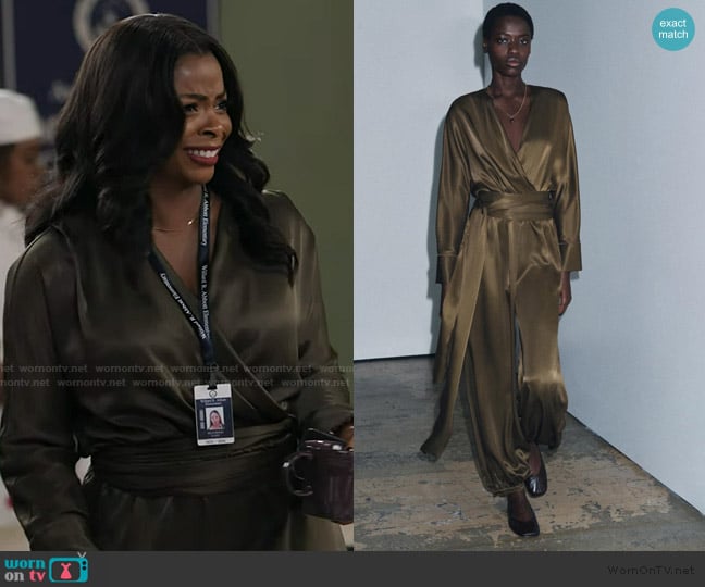 Zara Satin Effect Bloomer Jumpsuit worn by Ava Coleman (Janelle James) on Abbott Elementary