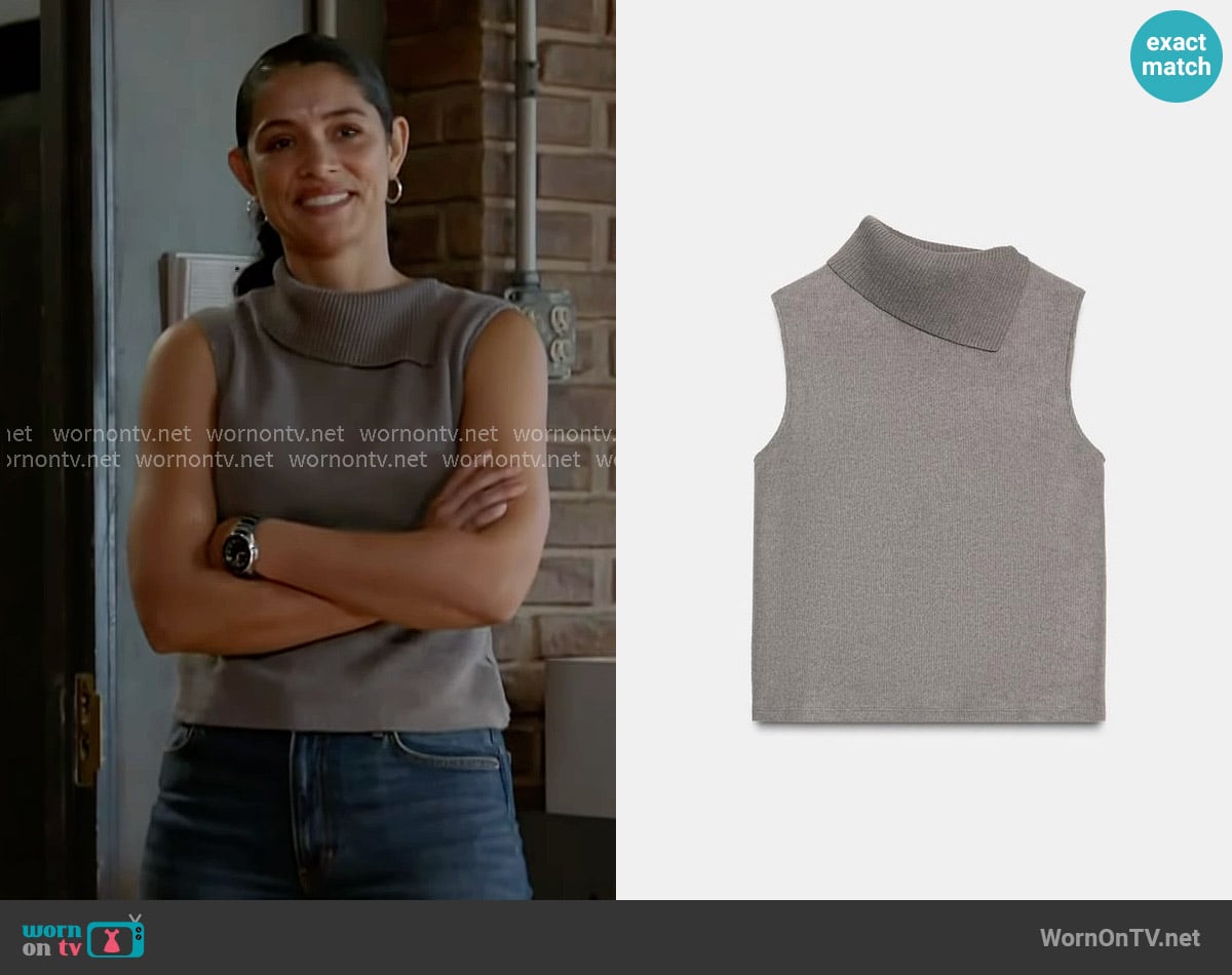 Zara Soft Open Neck Top worn by Stella Kidd (Miranda Rae Mayo) on Chicago Fire