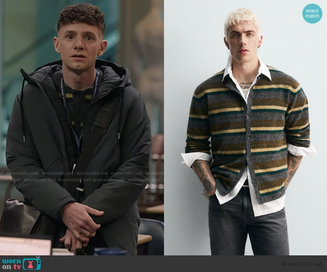 Zara Striped Jacquard Cardigan worn by Jacob Hill (Chris Perfetti) on Abbott Elementary