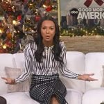 Malika Andrews’s zebra print top and grommet pencil skirt on Good Morning America