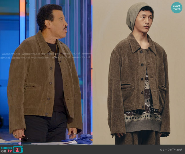 Ziggy Chen Chenille Cloth Cropped Worker Jacket worn by Lionel Richie on American Idol