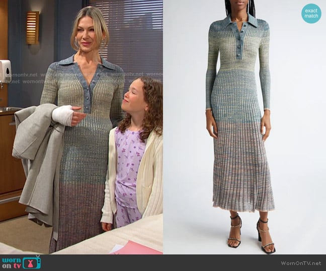Zimmermann Long Sleeve Mouliné Rib Polo Sweater Dress worn by Kristen DiMera (Stacy Haiduk) on Days of our Lives