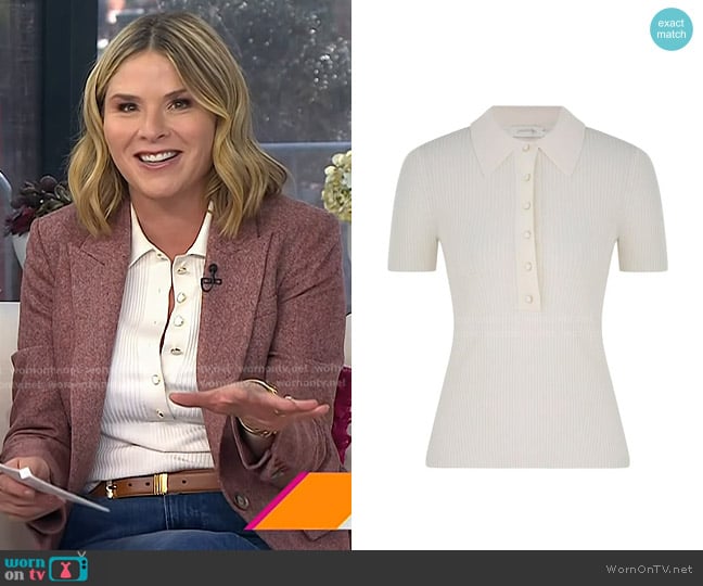 Zimmermann Ribbed-knit Polo Shirt worn by Jenna Bush Hager on Today