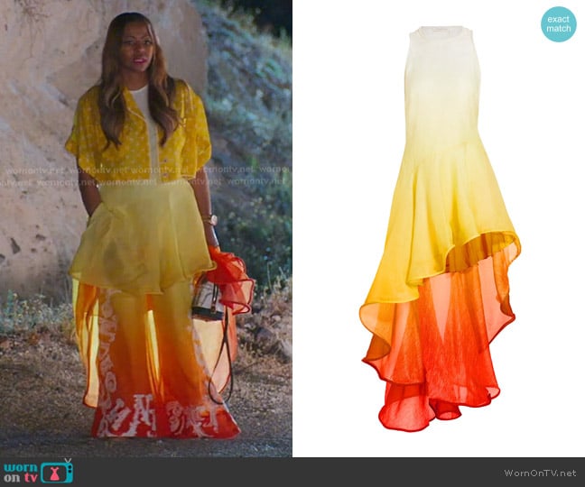 Zimmermann Wonderland Waterfall High-Low Dress worn by Mary Cosby on The Real Housewives of Salt Lake City