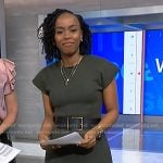 Zinhle's grey short sleeve knit dress on NBC News Daily