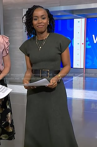 Zinhle’s grey short sleeve knit dress on NBC News Daily