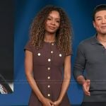 Zuri's brown button front mini dress on Access Hollywood