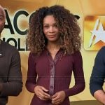 Zuri's burgundy ribbed dress on Access Hollywood