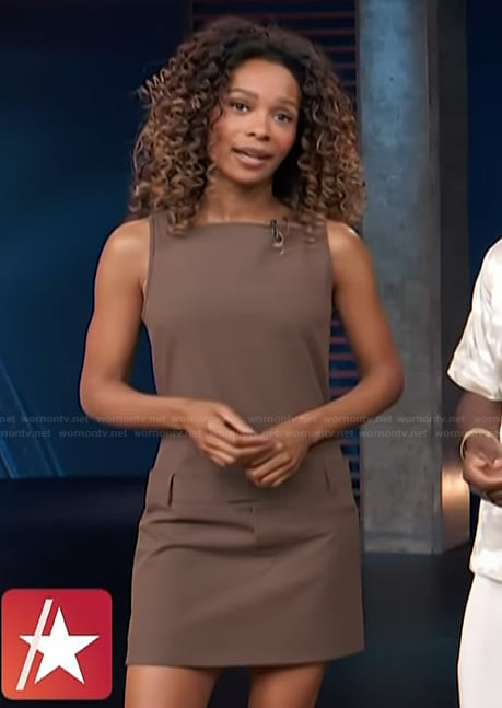 Zuri’s brown mini dress on Access Hollywood