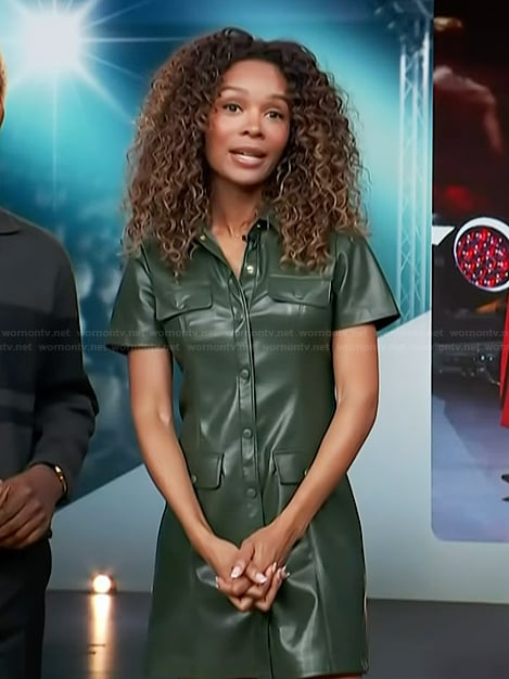 Zuri’s green leather dress on Access Hollywood