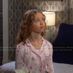 Rachel’s pink floral pajamas on Days of our Lives
