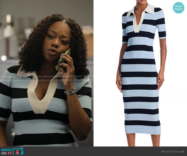 A.L.C. Darcy Dress in Midnight/Sky Blue worn by Izzy Letts (Jazz Raycole) on The Lincoln Lawyer