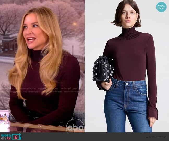 Jessica’s burgundy turtleneck top on The View