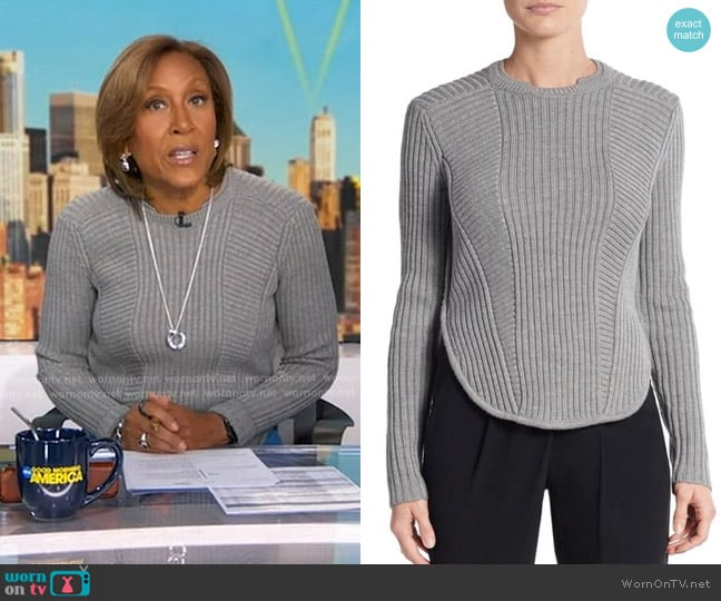 A.L.C. Torrey Merino Wool Rib Sweater worn by Robin Roberts on Good Morning America