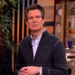 Adam Glassman’s gray contrast trim cardigan on The View