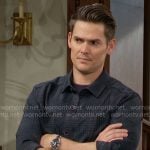 Adam’s navy plaid shirt on The Young and the Restless