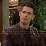 Adam’s burgundy leather jacket on The Young and the Restless