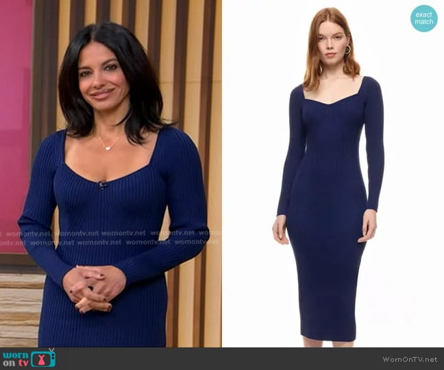 Adam Lippes Sweetheart Knit Midi Dress worn by Dr. Tara Narula on Good Morning America