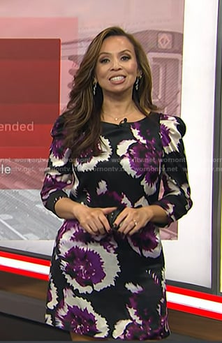 Adelle’s black floral puff sleeve dress on Today