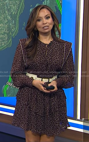 Adelle’s brown abstract print mini dress on Today