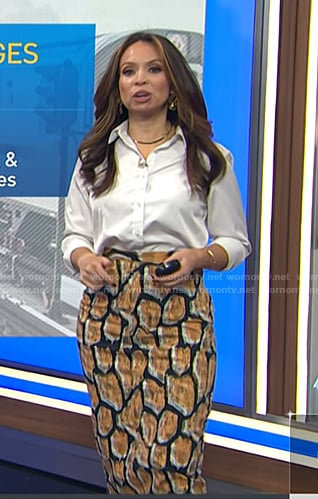 Adelle’s yellow printed pencil skirt on Today