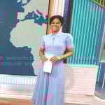 Adriana Diaz’s powder blue polo top and maxi skirt set on CBS Mornings