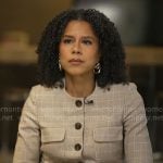 Adriana Diaz's plaid button up jacket on CBS Mornings