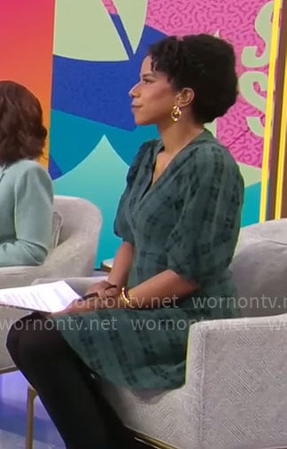 Adriana Diaz’s green plaid dress on CBS Mornings