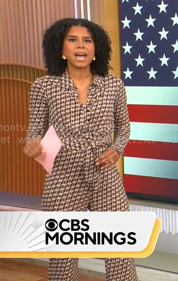 Adriana Diaz's printed jumpsuit on CBS Mornings