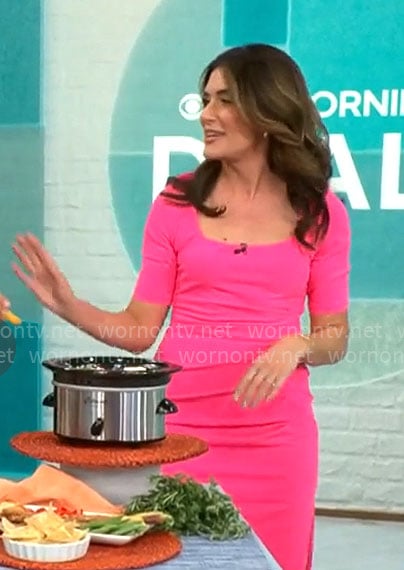 Adriane Kiss’s pink sheath dress on CBS Mornings