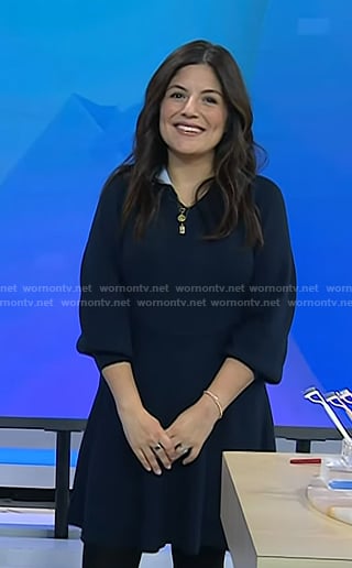 Adrianna’s navy collared sweater dress on Today