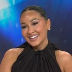 Adrienne’s brown gathered dress on Today