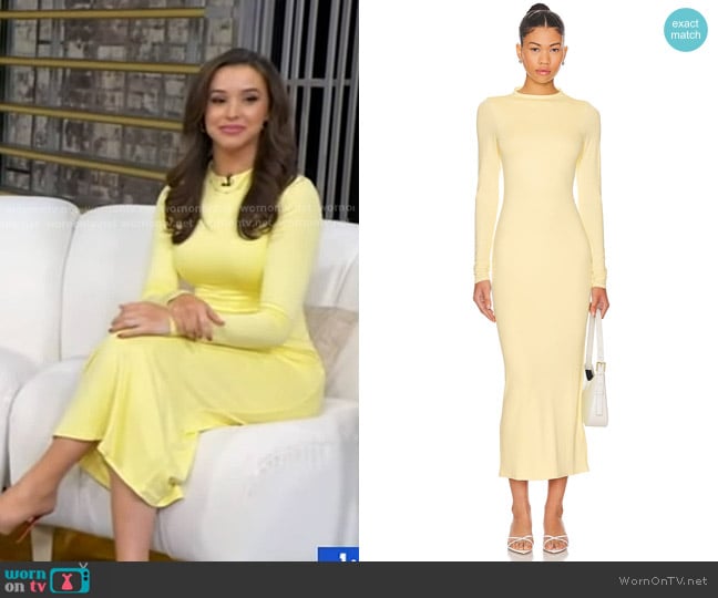 AFRM Juniper Dress in Buttercup worn by Hanna Battah on Good Morning America